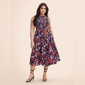 BloomChic Blue and Red Sleeveless Midi Sundress size 10 NWOT